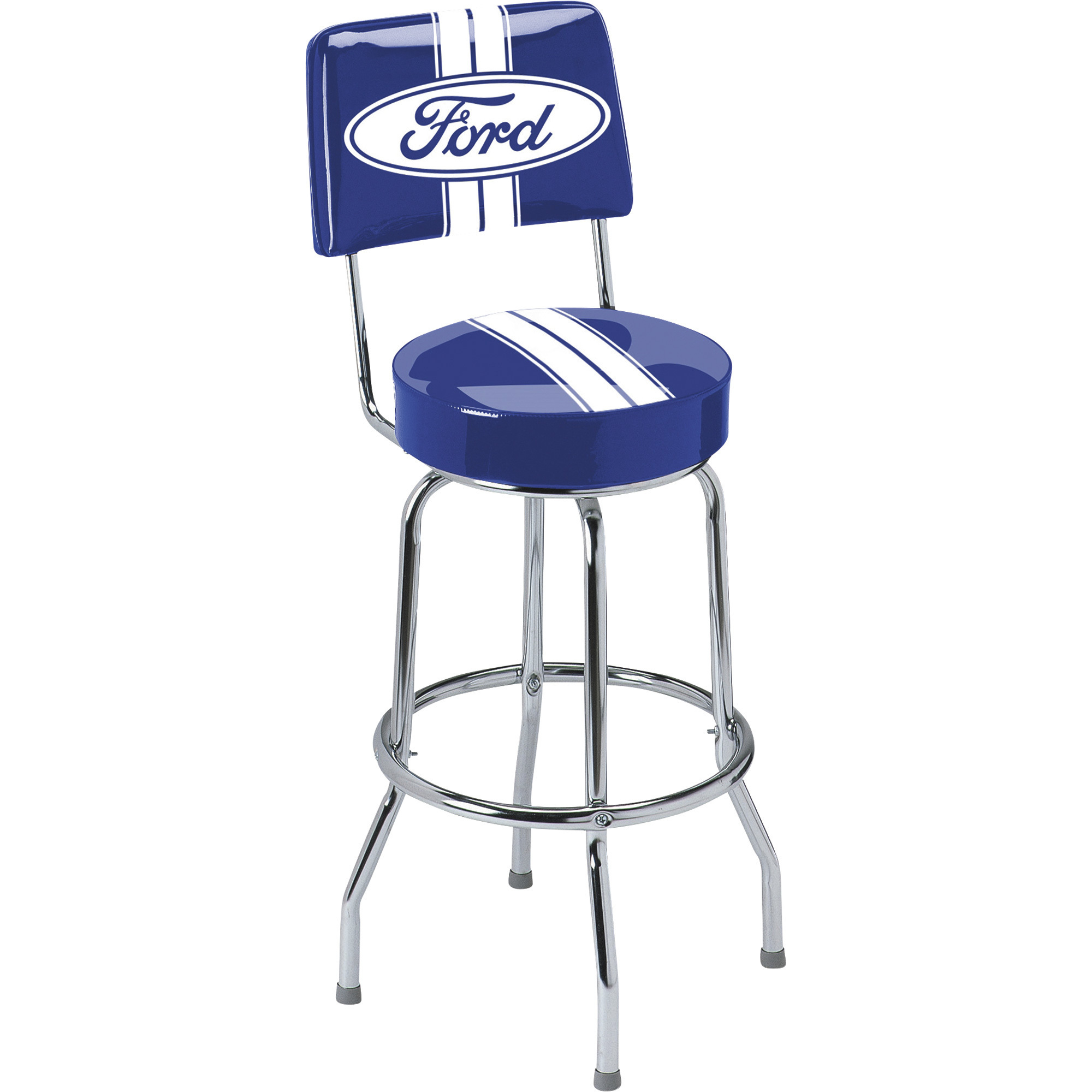 Ford Swivel Bar Stool with Backrest, Tubular Steel Frame, 30in. Seat Height, Model# FRD-42206